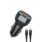 Dual Car Adapter Combo Charger - USB-C & Lightning Cable